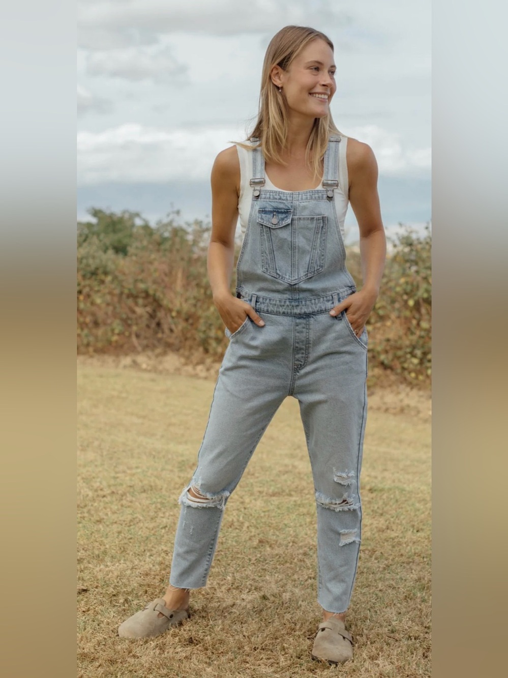 Neuflora Silverton Light Wash Denim Overalls